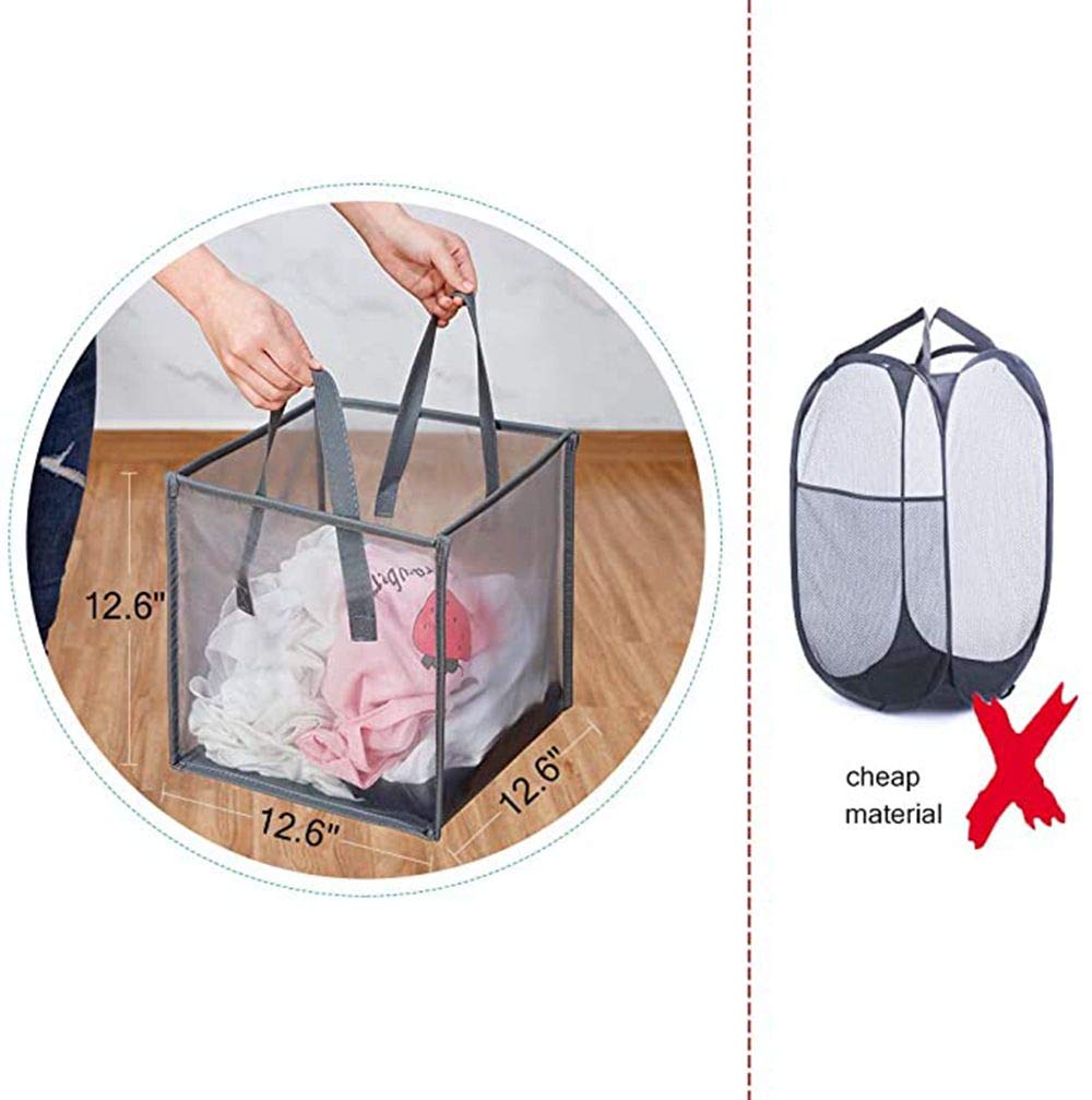 Pop Up Laundry Baskets - Mesh Collapsible Laundry Hampers Storage with Handle - Foldable for Washing Storage, Great for The Kids Room, College Dorm, Travel Organizer (Black) Pop Up Laundry Baskets - Mesh Collapsible Laundry Hampers Storage with Handle - Foldable for Washing Storage, Great for The Kids Room, College Dorm, Travel Organizer (Black)